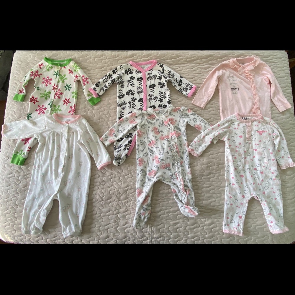 6 Piece Lot- Girls 3-6 Months Pajamas